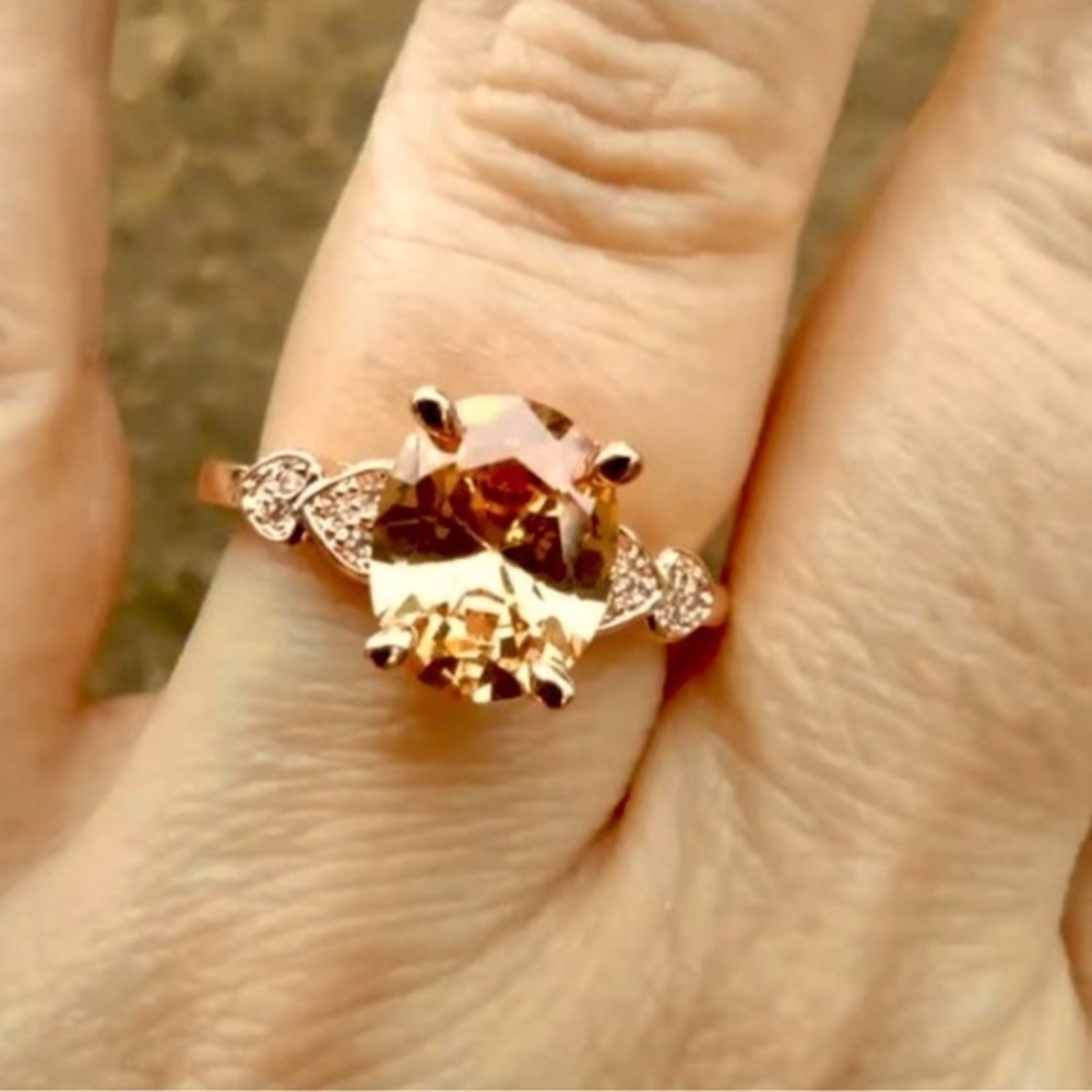 - Morganite Diamond Engagement Ring in 14k/925 Rose Gold